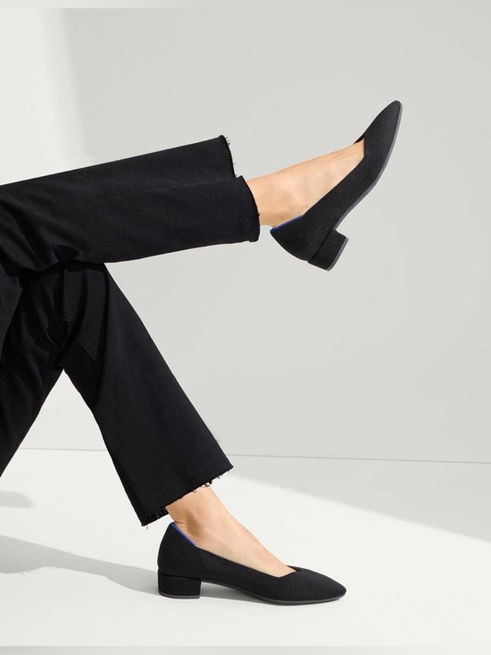 Rothy's Shoes - Rothy's Black Pointed Ballet Flats with Blue Accent